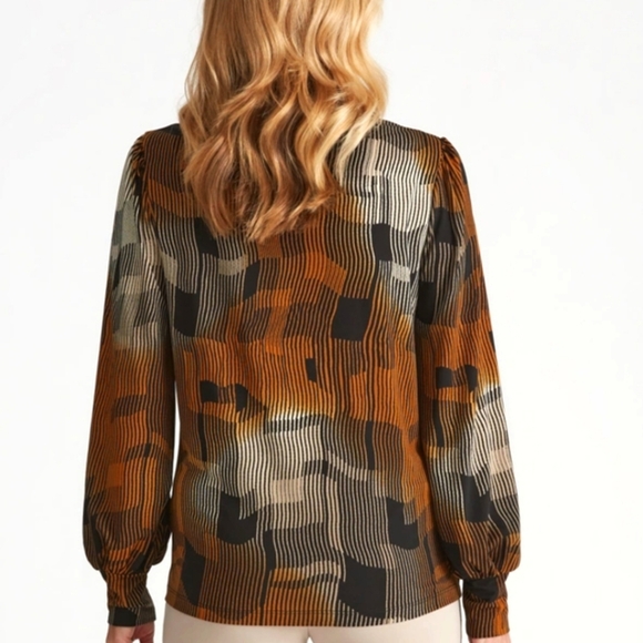 Long Sleeved, Cuffed Top. Size X. Brown/Black/White. Laura Plus - Picture 2 of 10